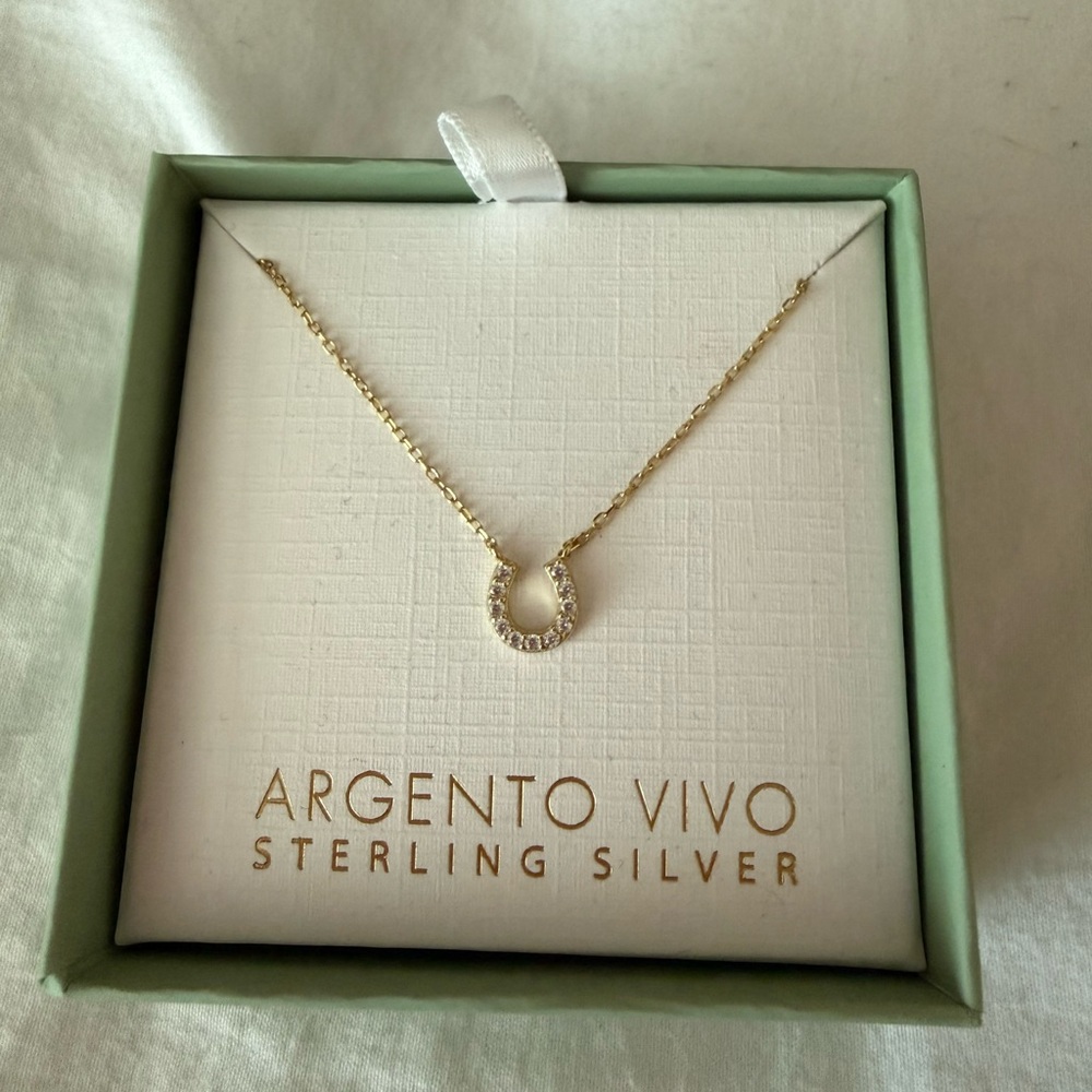 Argento Vivo Gold Necklace with Silver Horseshoe Pendant